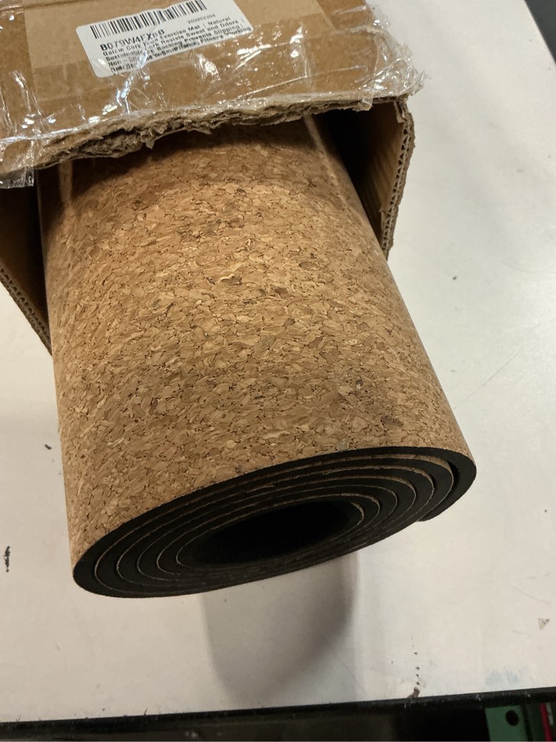 Condition photo showing Good Condition for strongtek eco-friendly cork yoga mat, 7mm thick, 72"x24", cork+tpe, 2 lbs, non-slip, lightweight & cushioned mat for hot yoga, pilates & home fitness, durable surface with natural grip and carry strap