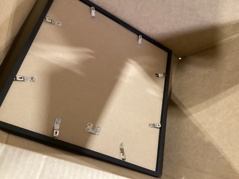 Condition photo showing Good Condition for upsimples 16x16 picture frame, display pictures 12x12 with mat or 16 x 16 without, wall hanging square frames, black, 1 pack black 16x16