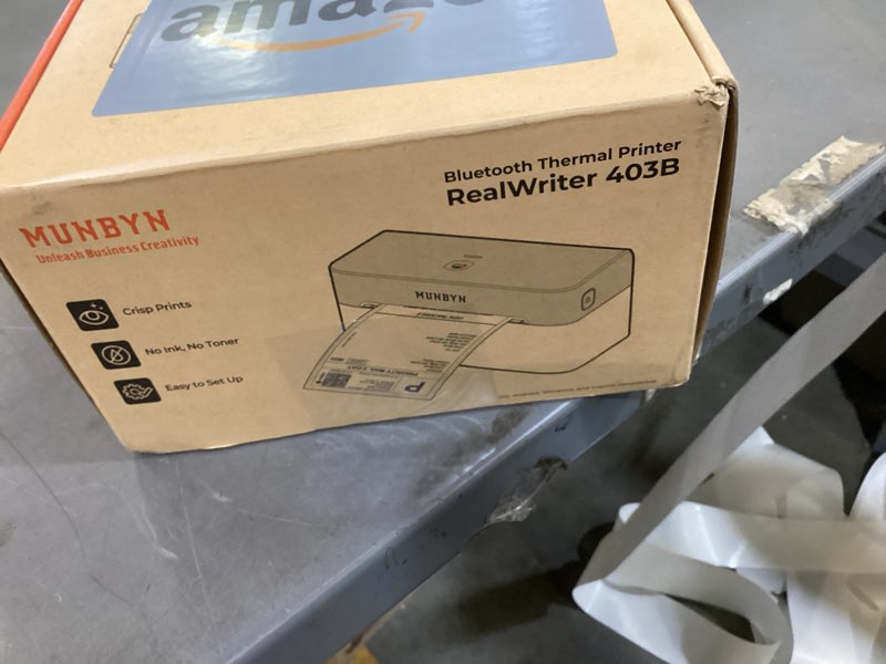 Condition photo showing New/Like New for munbyn bluetooth thermal label printer rw403b, wireless 4x6 shipping label printer for small business, compatible with android, iphone, windows, mac, chromebook, print width 1.57"-4.25" (grey)