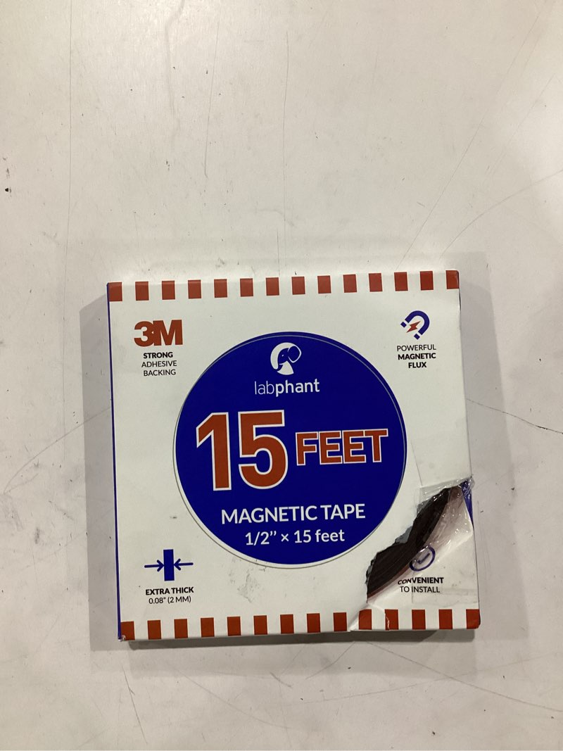 Condition photo showing Good Condition for magnetic tape, 15 feet magnet tape roll (1/2'' wide x 15 ft long), with 3m strong adhesive backing. perfect for diy, art projects, whiteboards & fridge organization