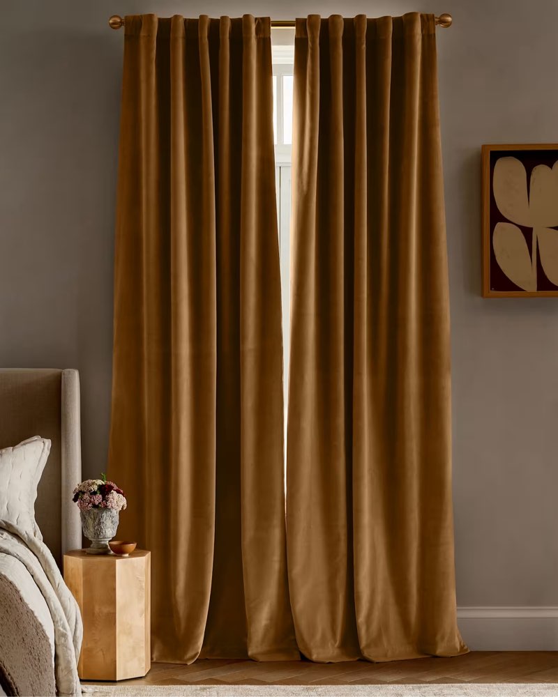 cotton velvet curtain room darkening (size: 48x84 color: camel)