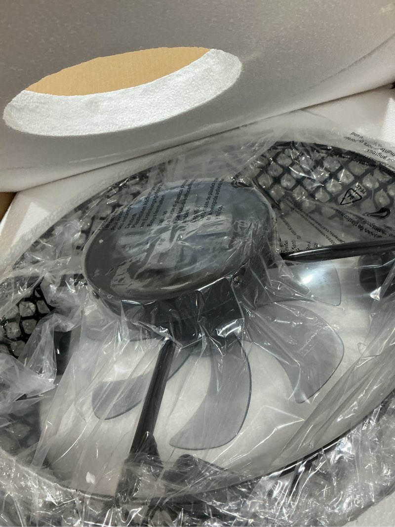 Condition photo showing Good Condition for metal ceiling fan with lights: 20" iron low profile crystal black caged industrial ceiling fans with light flush mount remote control 6 speeds for bedroom living room kitchen black 20 inch