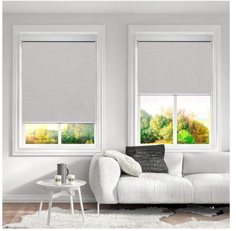 Cordless with Valance 100% Blackout Window Shades Pull Down Window Blinds with Thermal Insulated Fabric. Easy to Install. (Maximum Height 80") (Light Grey Color) (35" Width)