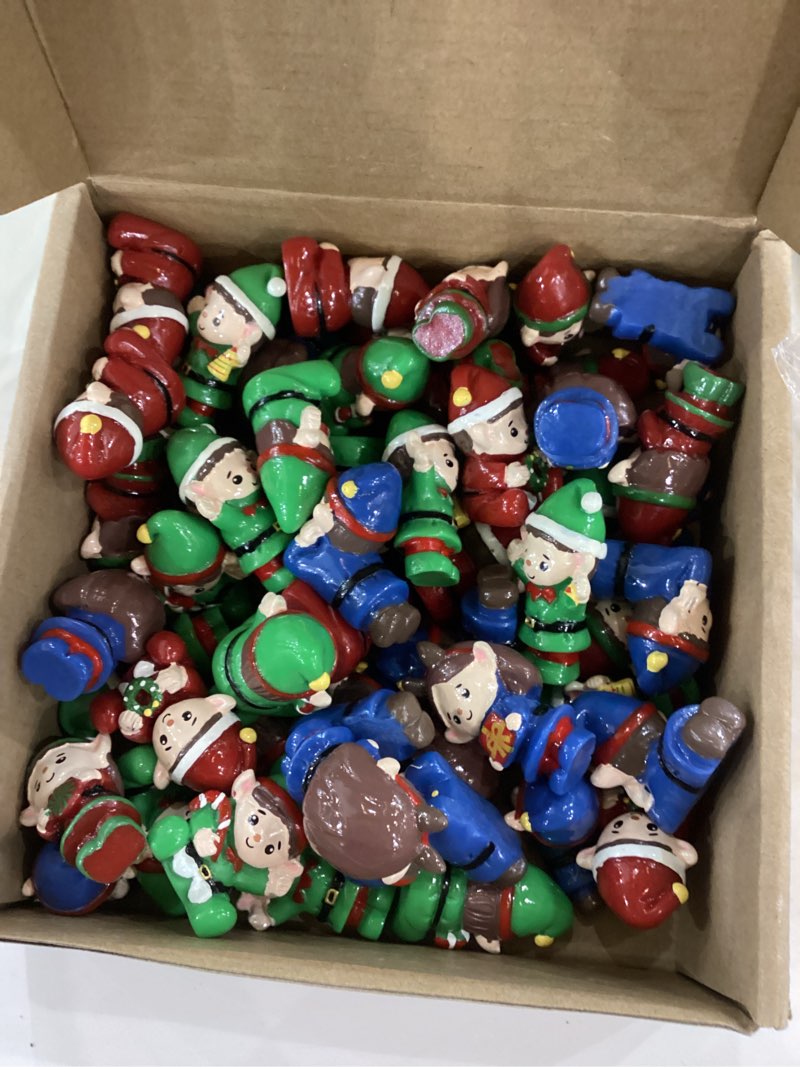 Wesiti 60 Pcs Mini Resin Christmas Elf Figurines Miniature Cute Christmas Elves Statues Bulk Tiny Re