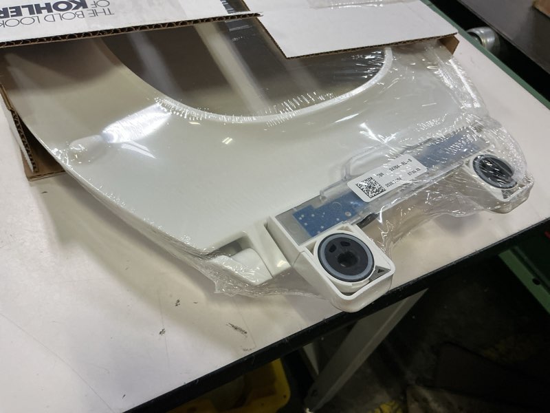Condition photo showing Good Condition for kohler 24764-rl-0 rutledge nightlight readylatch slow close toilet seat, elongated, quiet-close lid and seat, grip-tight bumpers, white elongated white nightlight