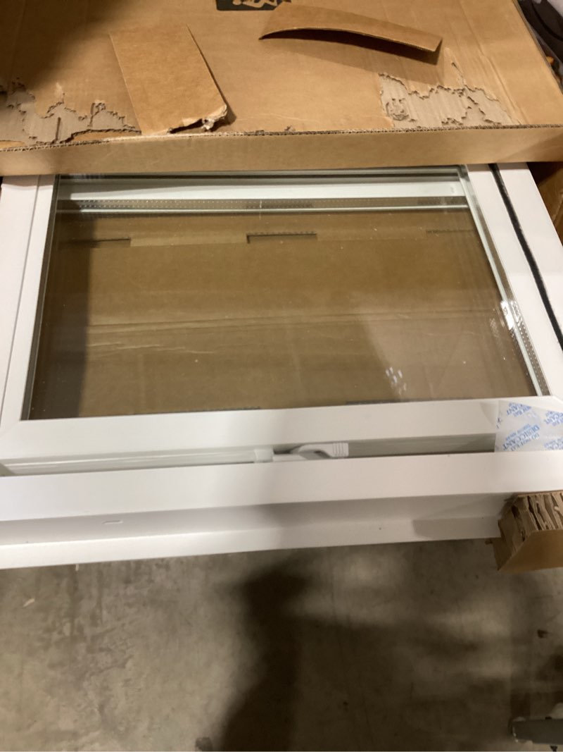 Condition photo showing Good Condition for left-hand single sliding vinyl window white with dual pane insulated glass