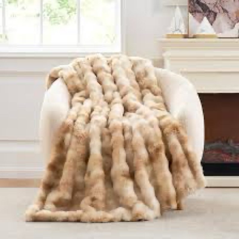 Cozy Bliss Faux Fur... Inches Tie-dye Brown 