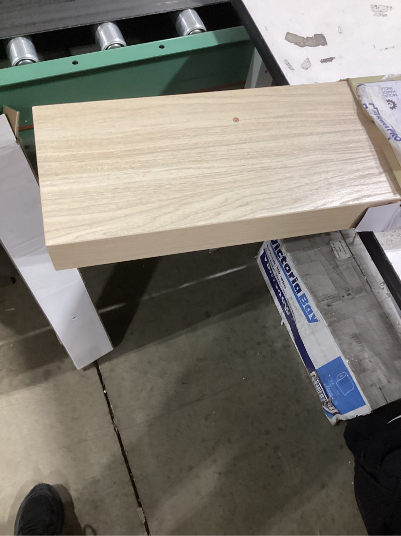 Condition photo showing Good Condition for allen + roth 8-in D x 36-in L Light Wood Particleboard Rectangular Floating shelf