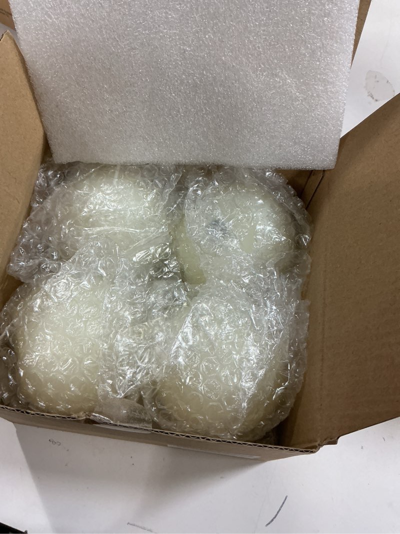 Condition photo showing New/Like New for 3 in Soy Ball Candles,4 Pack Hand-Poured Natural Soybean Wax Round Pillar Candles,Elegant White Candles-26H Long Burning Time,Dripless,Unscented,Smokeless Candles Dinner Table,for Wedding,Home Decor White 3x3in-4 PACK