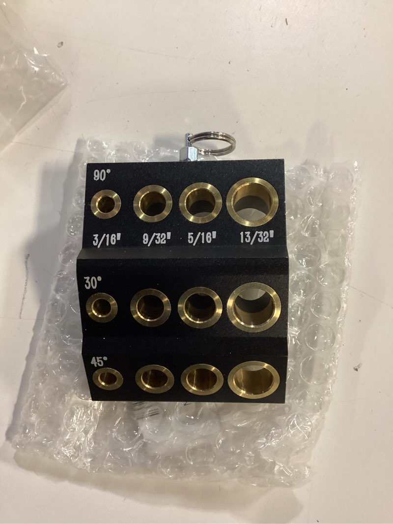 Condition photo showing Good Condition for Drill Guide Jig for Hand Drill, Drill Jig for Straight Holes and Drilling Angled,30 45 90 Degree Metal Portable Drill Guide for Stairs Handrails, Cable Railings, Decks, and Wood Posts