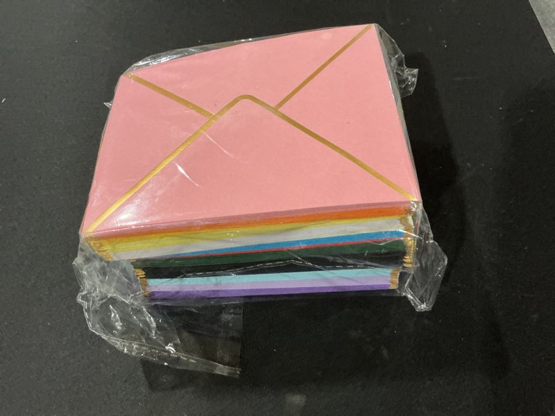 Condition photo showing Good Condition for VANRA 150 PCS Colorful Invitation Envelopes Self Seal A2 Envelopes V Flap with Gold Border for 4.25 x 5.5 Greeting Cards, Wedding Invitations, Graduations, Photos (15 Assorted Colors, A2)