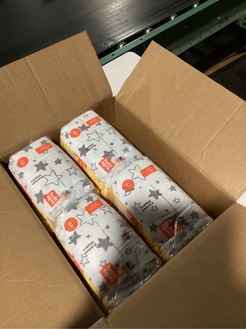 Condition photo showing New/Like New for Hello Bello Diapers, Size 3 (14-24 lbs) Superstars - 100 Count Value Pack of Premium Disposable Baby Diapers, Hypoallergenic with Soft, Cloth-Like Feel Superstars Size 3 (100 Count)