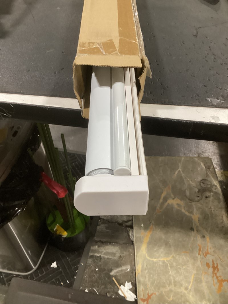 Condition photo showing Good Condition for lazblinds no tools no drill cordless roller shades, 100% blackout roller blinds for windows, thermal insulated uv protection waterproof roll up window blinds and shades, 27'' w x 72'' h, white white 27'' w x 72'' h