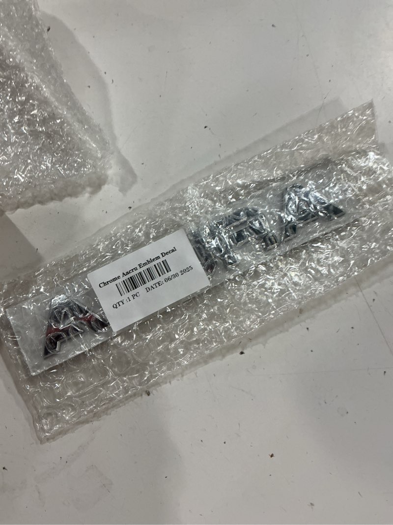 Condition photo showing New/Like New for chrome letters aacru badge emblem logo decal replace fit for acura mdx tsx rdx tl rear trunk side