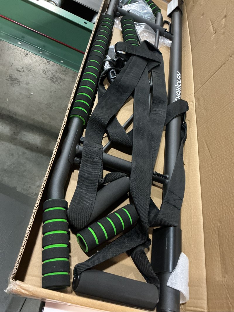 Condition photo showing As Is for new upgrade pull up bar for doorway - foldable design & space-saving, upto 440 lbs capacity, no screwing or slipping - usa original patent, designed, shipped, warranty