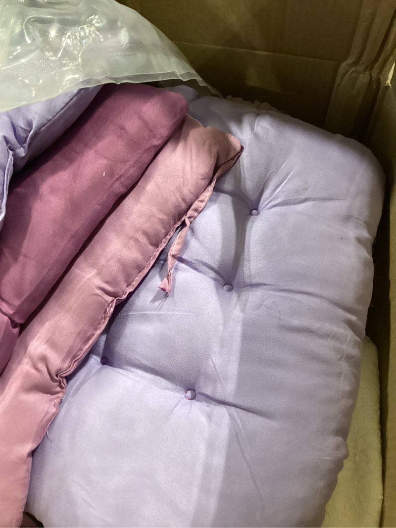 Condition photo showing Good Condition for extra large outdoor picnic blanket with table runner and floor pillow cushion for picnic wedding birthday baby shower backyard decor(91 x 71'',purple,8 pcs) purple 8