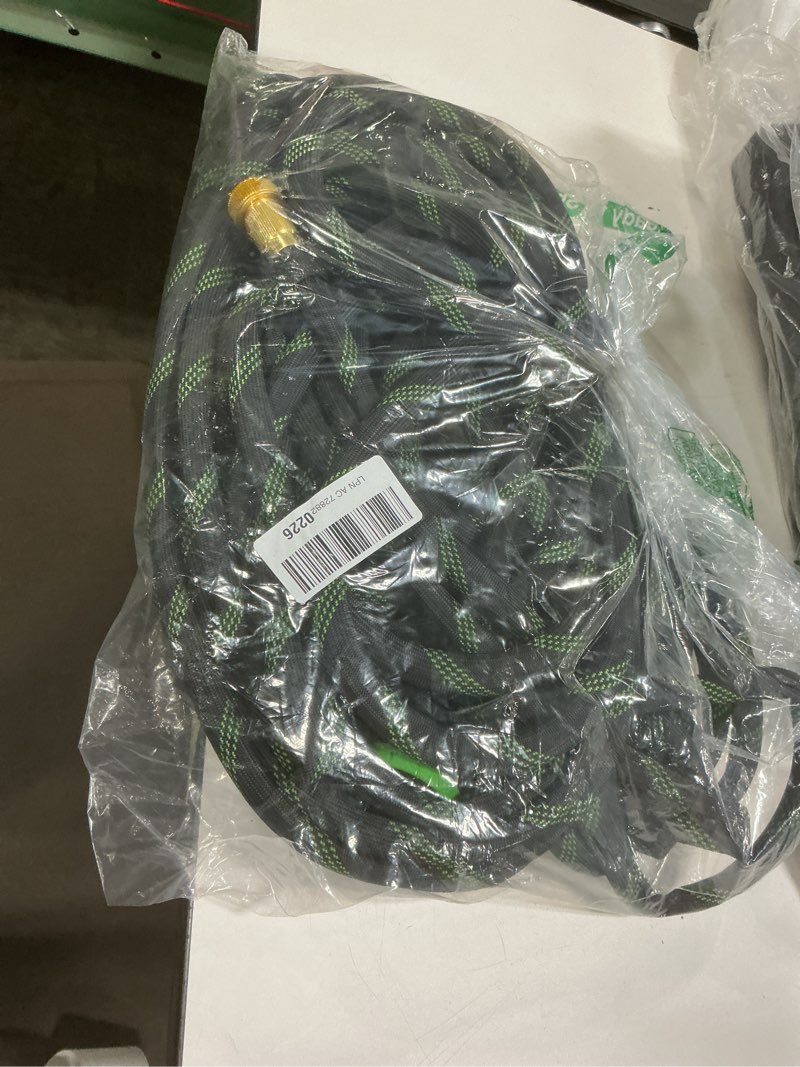 Condition photo showing Good Condition for FlexiSolve Non-Expandable Garden Hose 75 ft, Ultra Lightweight & Flexible Water Hose With 10-Pattern Spray Nozzle, Full Length Leak-Proof Design, High-Density Fabric & Shut-Off Valve, Hose Straps Green-Twill Pro 75FT