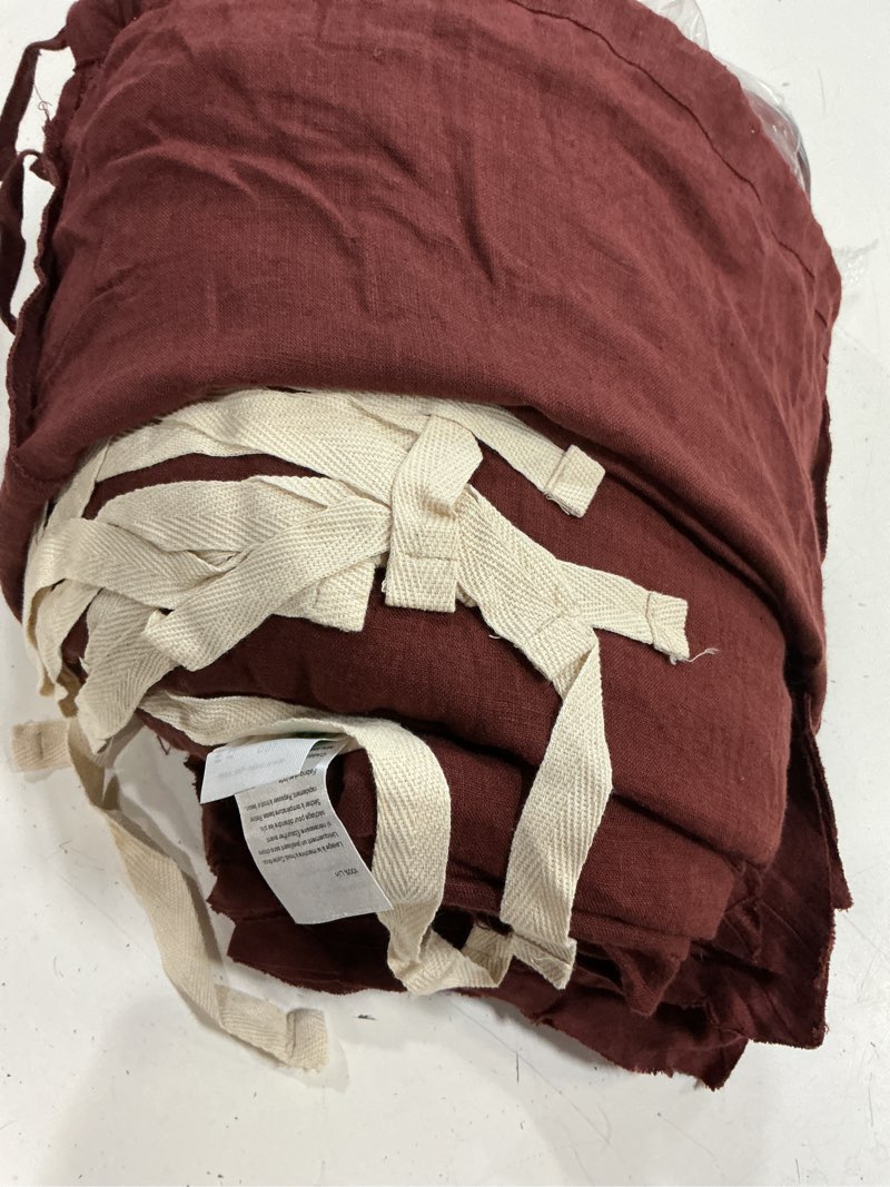 Condition photo showing As Is for european linen double flange duvet cover set, full/queen, burgundy