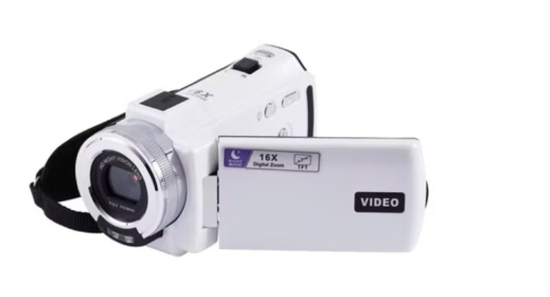 Vivitar PopCam America 250 Digital Camcorder – USA Celebration Edition, Old Glory Red, 48MP, Full HD 1080P Video, 3\" Flip Screen, 16X Digital Zoom Camcorder with Built-in Mic for Vlogging & Travel white