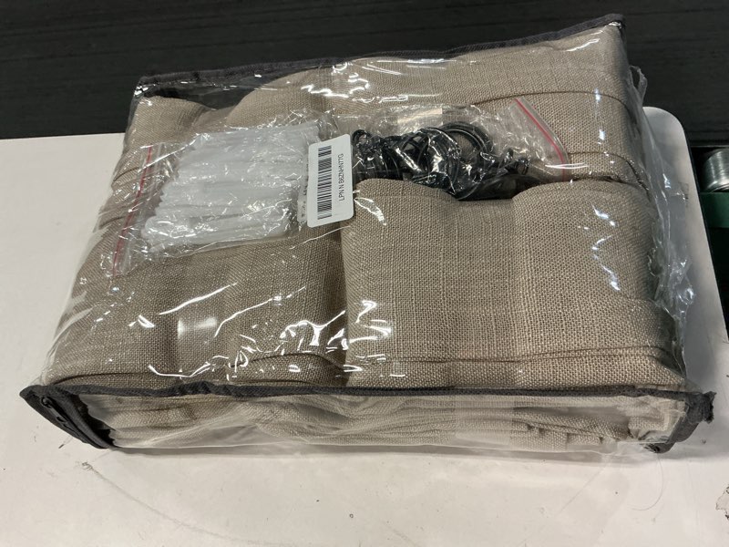 Condition photo showing New/Like New for Flax Linen Curtains Pinch Pleated 84 Inch Length 2 Panels for Living Room Bedroom Burlywood Birch Semi Sheer Rustic Farmhouse Back Tab Pinch Pleat Hooks Rings Window Curtain 84 Inches Long Taupe Burlywood Birch 40"W x 84"L (Pack of 2)