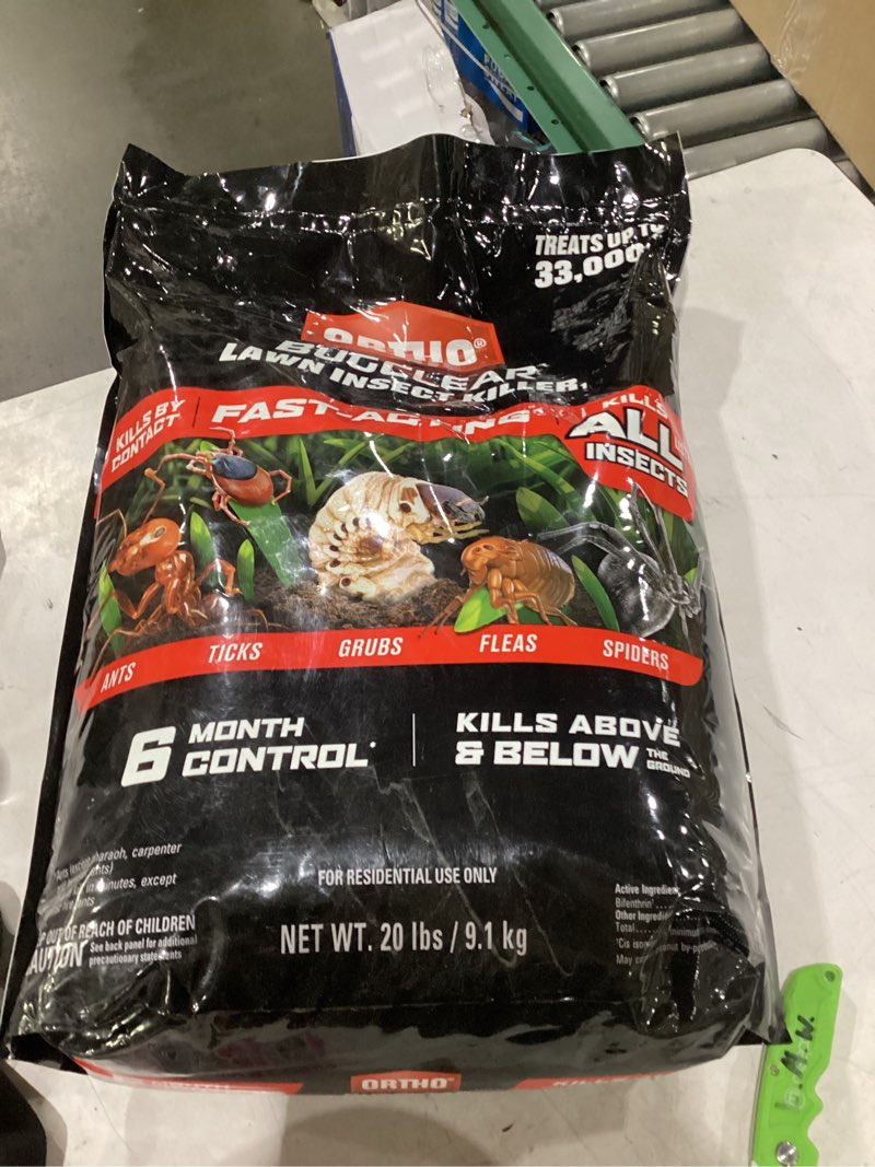 Condition photo showing New/Like New for ortho bugclear lawn insect killer1: treats up to 33,000 sq. ft., protect your yard & garden against ants, spiders, ticks, armyworms, fleas & grubs, 20 lbs.