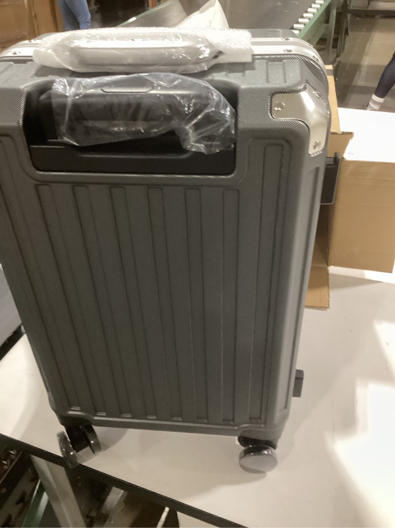 Condition photo showing Good Condition for carry on luggage with spinner wheels, 8010s aluminum frame zipperless polycarbonate hard shell suitcase (zx-core, charcoal metallic, 20 inch) charcoal metallic carry-on 20-inch