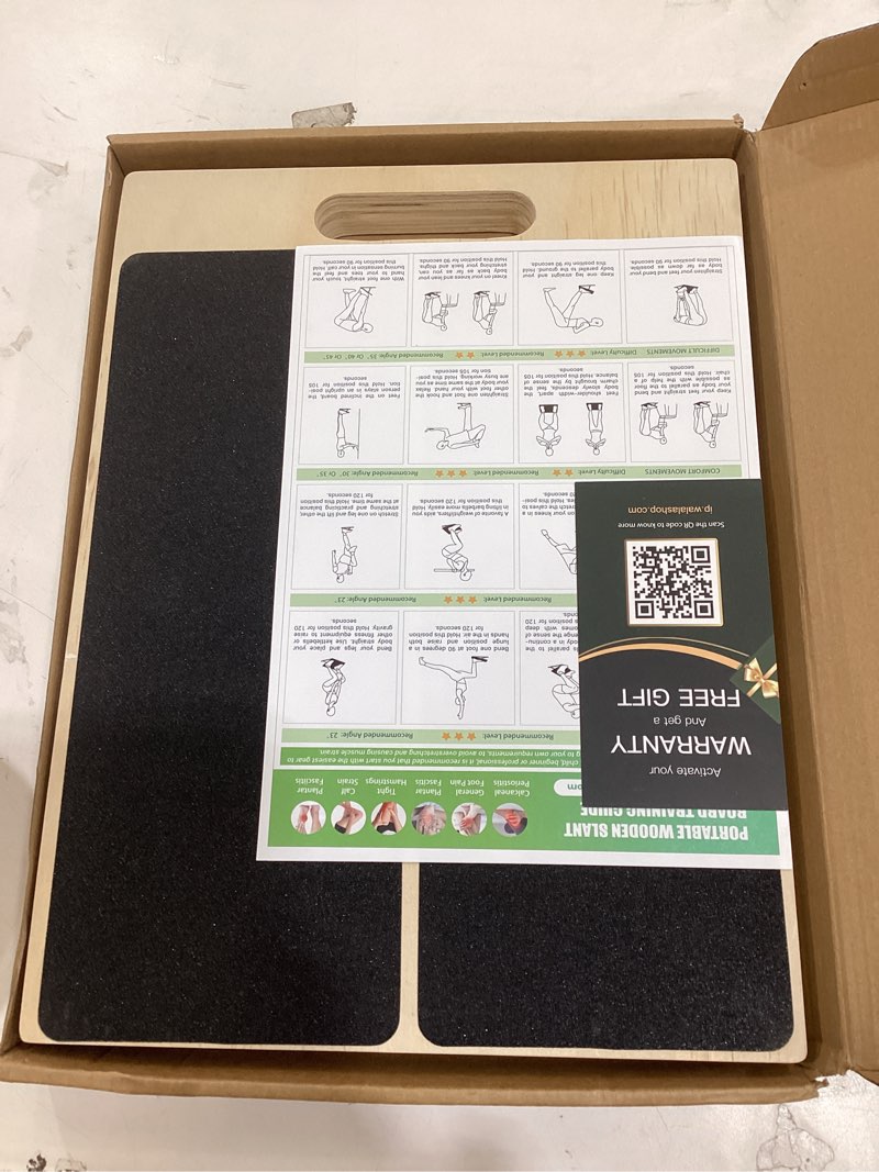 Condition photo showing As Is for Portable Wooden Slant Board for Calf Stretching Squats Calf Stretcher Pilates Physical Therapy Equipment Adjustable Incline Board for Knees Ankle Heel Feet Leg