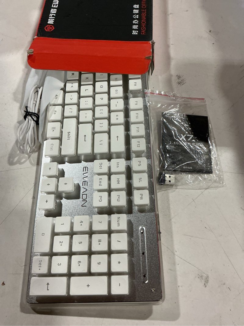 Condition photo showing Good Condition for eweadn x7s wireless keyboard with white keycaps, 2.4g rechargeable computer keyboard, metal panel, silent light up full size cute keyboards for for laptop, mac, windows - white