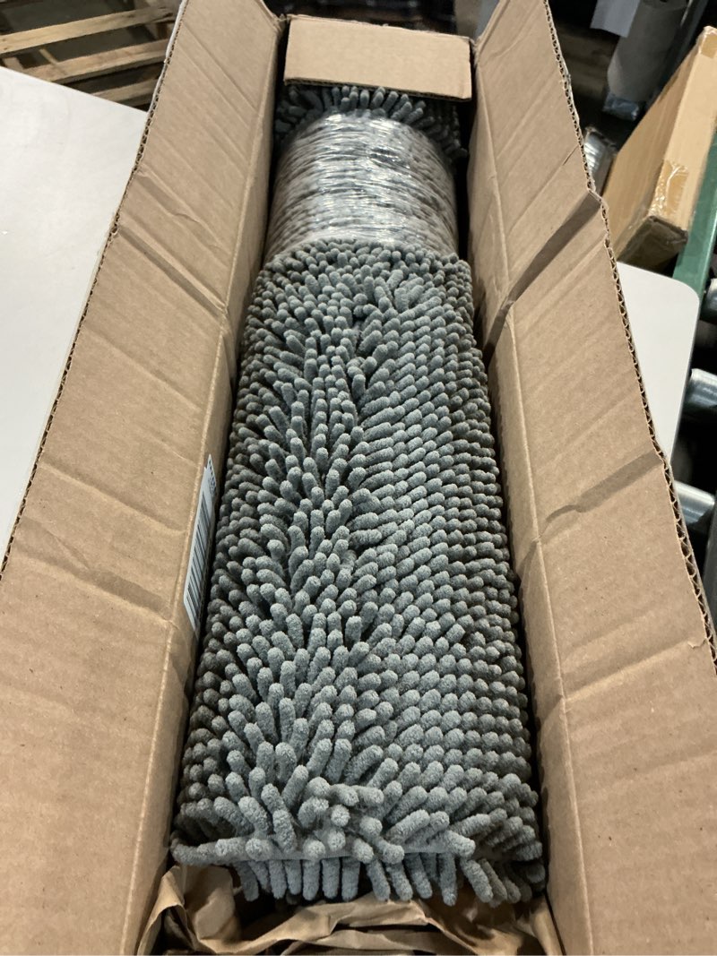 Condition photo showing As Is for OLANLY Bathroom Rugs 36x24, Extra Soft Absorbent Chenille Bath Rugs, Rubber Backing Quick Dry, Machine Washable Bath Mats for Bathroom Floor, Tub and Shower, Home Decor Accessories, Grey 36" x 24" Grey