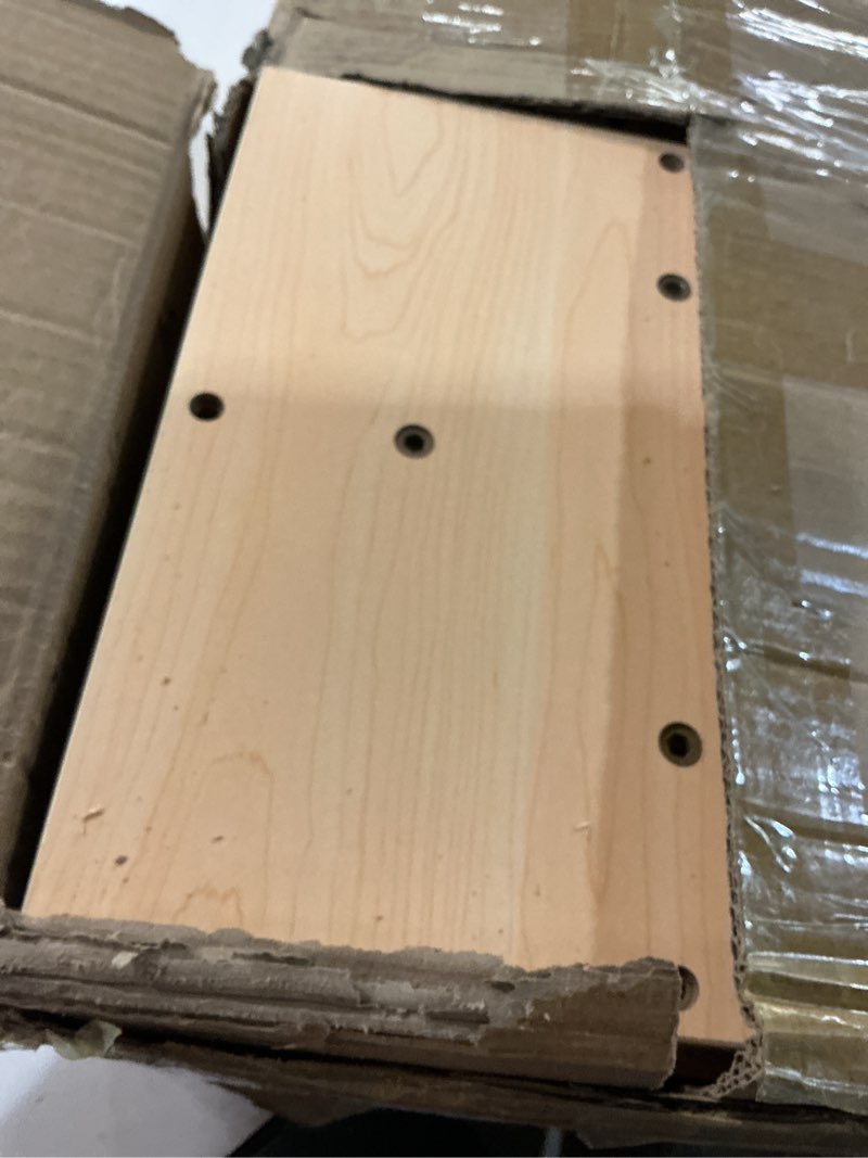 Condition photo showing As Is for beeveer slatwall tower rotating 4 sided retail fixture 4 panel slatwall counter spinner keychain display stand for retail display racks for clothing jewelry, 12''l x 12''w x 54'', hook not included maple wood