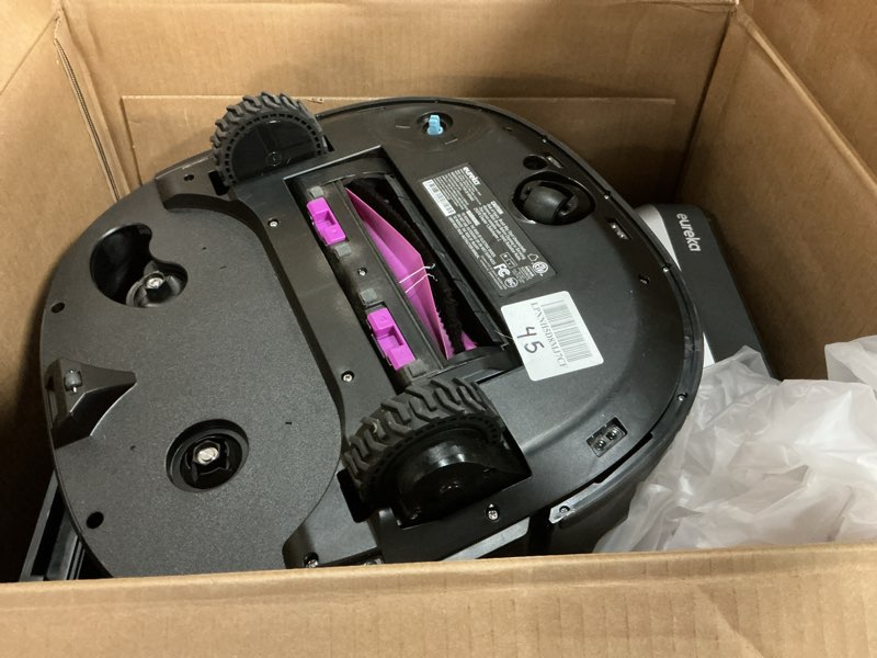 Condition photo showing item condition for Eureka J15 Ultra Self Emptying Robot Vacuum, 19,000 Pa Suction, Flex-Arm Mop Design, 167?Hot Water Mop Washing & 131°F Hot Air Drying, AI Obstacle Avoidance, Black Jet Black