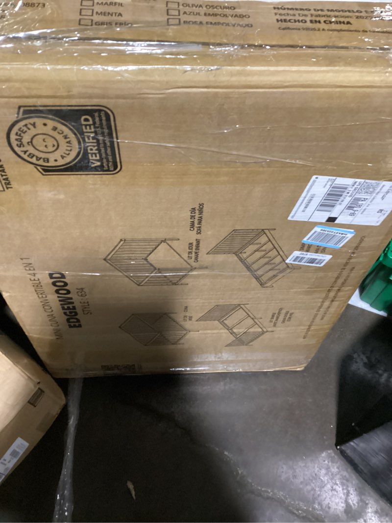 Condition photo showing Good Condition for dream on me edgewood 4-in-1 convertible mini baby crib in white greenguard gold & jpma, non-toxic, compact 40×25×33? design, converts to mini daybed & twin bed (rails to buy) 1? mattress pad white modern