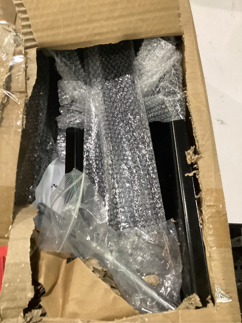 Condition photo showing As Is for adjustable motorcycle stand, wheel chock upright with capacity of1800lbs, heavy duty motorcycle wheel chock for 15"-22" wheels