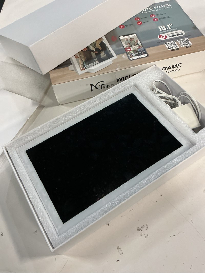Condition photo showing Good Condition for ngteco digital picture frame 64gb, 10.1" hd touch screen digital photo frame, 5000mah cordless battery & magnetic wireless charging, photo/video sharing via frameo app
