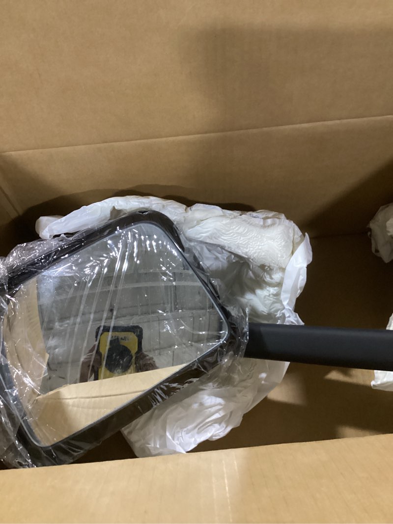 Condition photo showing As Is for black hood mirror replacement international lt 625 2018+ truck driver left side mirrors left black