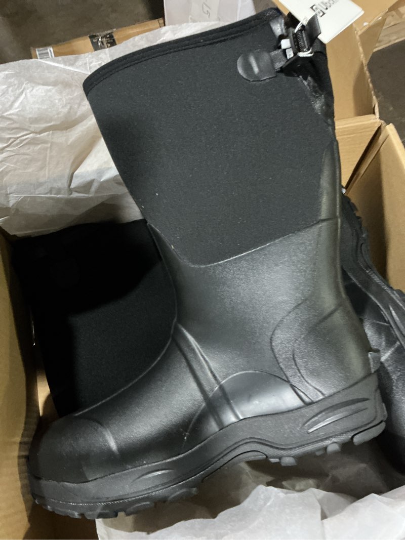 Condition photo showing Good Condition for ubon men's waterproof neoprene rain boot insulated rubber boots for mud work, hunting, fishing and gardening with adjustable mid calf 12 black