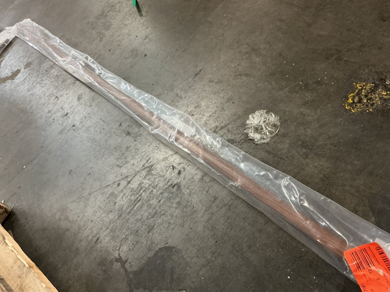 Condition photo showing Good Condition for inch adjustable single faux wood curtain rod 66-120 inch in chestnut with rotunda finials