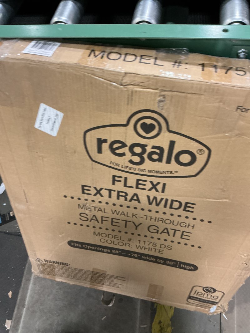 Condition photo showing Good Condition for Regalo 76 Inch Super Wide Configurable Baby Gate, Includes 4 Pack of Wall Mounts and Hardware 28-76"W x 30"H White