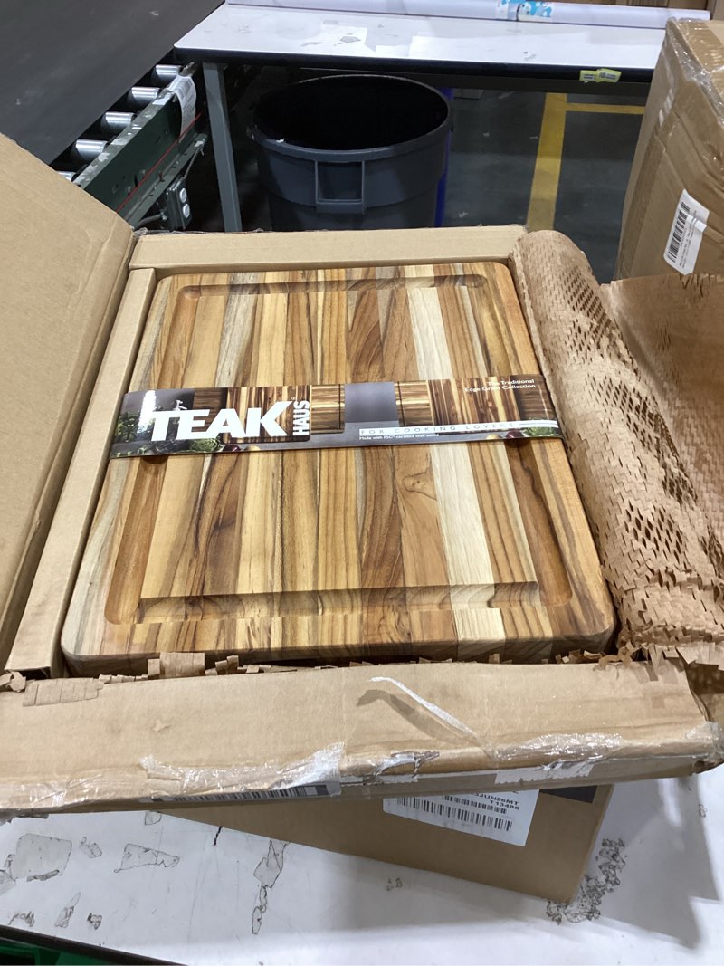 Condition photo showing Good Condition for teakhaus cutting board - small (s) wood cutting board with juice groove - holiday gift ideas for men and women - gift-ready, reversible, edge grain wood, knife friendly - fsc certified with juice groove small (16 inch x 12 inch x 1.5 inch) cutting board only