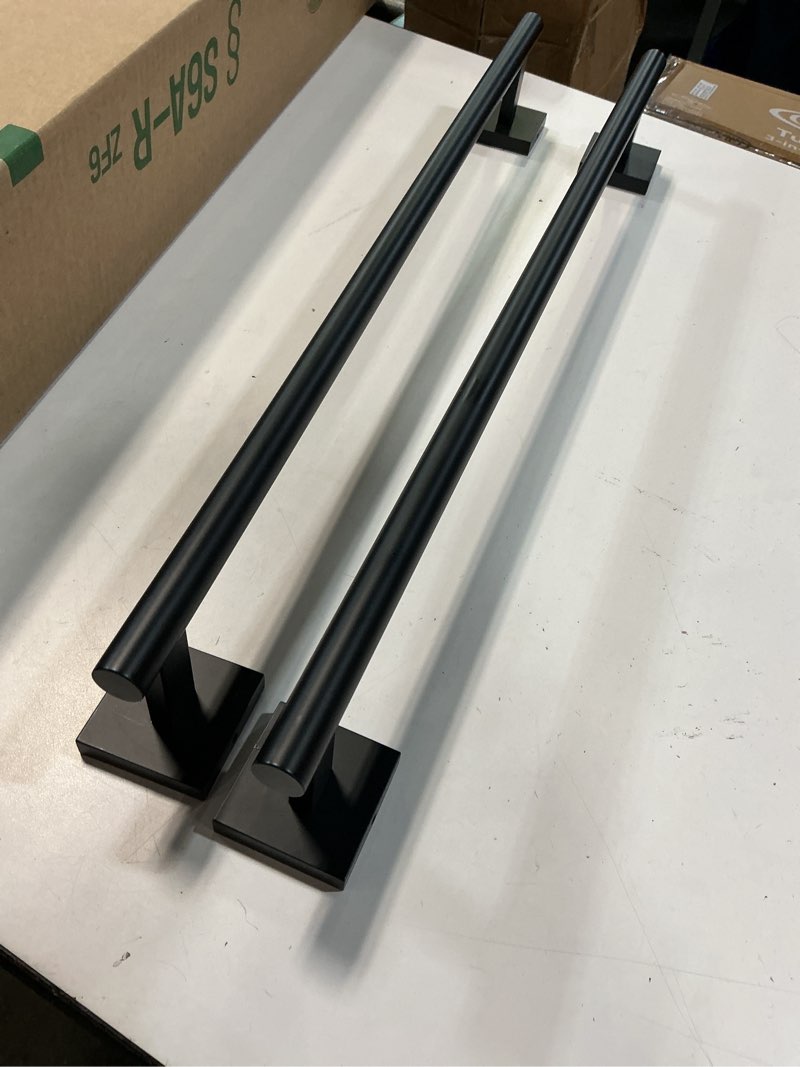Condition photo showing Good Condition for kokosiri towel rails bathroom towel bars matte black 24 inch bath towel holder for cabinet kitchen wall, 2 pack stainless steel b4005bk-l24-p2 matte black 24-inch (2 pack)
