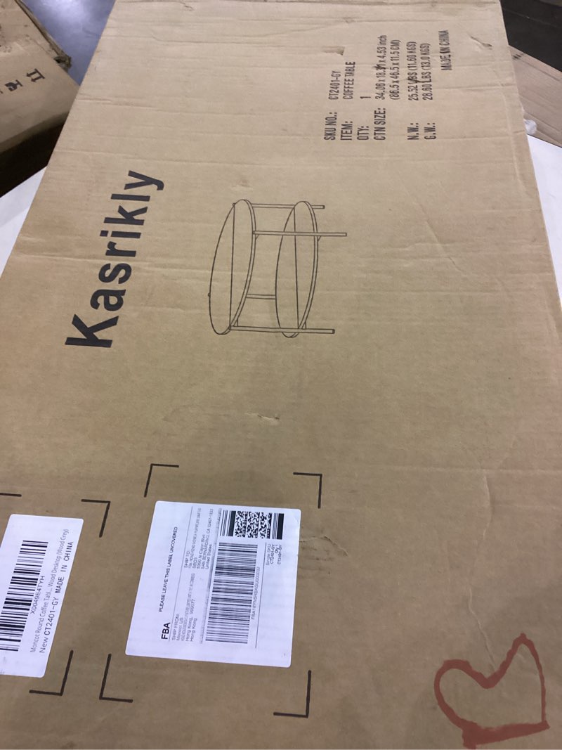 Condition photo showing Good Condition for Round Coffee Table, 31" Modern Double-Layered Circular Tables, Small Coffee Table with Open Storage Shelf, Round Wood Center Table, for Living Room, Bedroom, Office, Grey Grey Ct2401-gy