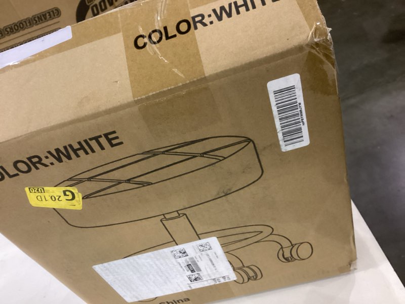 Condition photo showing Good Condition for Rolling Stool with Wheels, PU Leather Small Office Chair with Foot Rest,Versatile Adjustable Swivel Stool for Tattoo Massage Salon Spa Teach Medical Facial Office Home Work Kitchen White