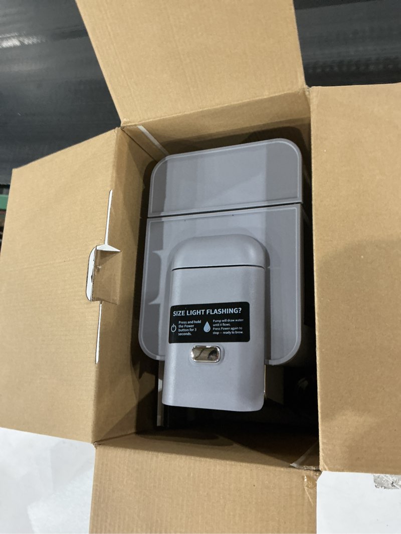 Condition photo showing Good Condition for Hot & Iced Coffee Maker with Bold Setting, Single Serve Coffee Maker for K Cup and Grounds, 6-14 Oz Brew Sizes, 50 Oz Removable Water Tank, One Cup Coffee Machine with Reusable Filter, Grey