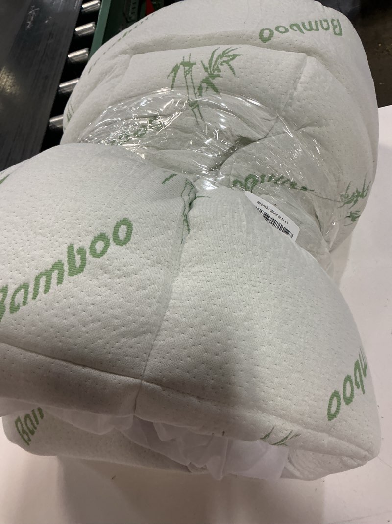 Condition photo showing As Is for Ultra Soft Full Size Mattress Topper - Viscose Made from Bamboo Pillow Top Mattress Pad for Back Pain Relief - Naturally Cooling for Hot Sleepers, Green Green Full
