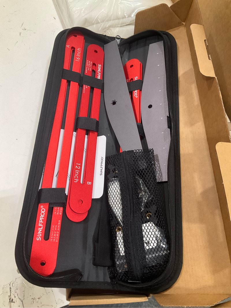 Condition photo showing Good Condition for stair tread template tool - solid stair tread gauge, stair tools for stair measuring tool stair gauge jig stair template stair step tool shelf template projects (red-gray) 60in red-gray 1