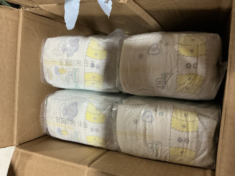 Condition photo showing New/Like New for pampers swaddlers newborn diapers, size newborn (10 lbs), 140 count, fragrance free, hypoallergenic, absorbent, pediatrician recommended, skin safe newborn 140