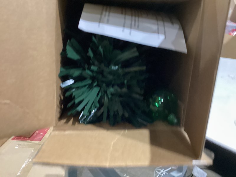 Condition photo showing Good Condition for 3ft green fiber optic christmas tree,prelit artificial tabletop mini christmas tree,star,butterfly and ball ornaments for best holiday home decorations