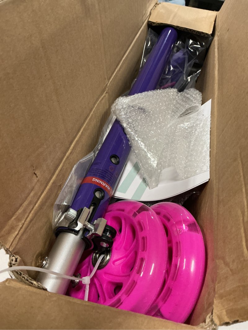 Condition photo showing Good Condition for Gotrax KS1 Kids Kick Scooter, LED Lighted Wheels and 3 Adjustable Height Handlebars, Lean-to-Steer & Widen Anti-Slip Deck, 3 Wheel Scooter for Boys & Girls Ages 2-8 and up to 110 Lbs Purple