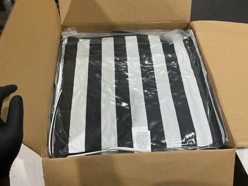 Condition photo showing Good Condition for arden outdoor deep seat cushion set, 24 in x 24 in, weather-proof, rain-proof, fade resistant patio cushion for chair, sofa, and couch sapphire blue cabana stripe polyfill sapphire blue cabana stripe 1 pack