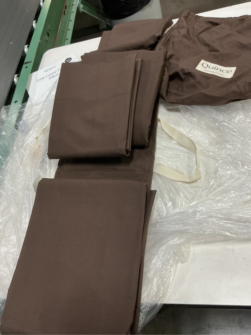 Condition photo showing Good Condition for quince organic  king brushed cotton sheet set 4 pieces 100% cotton espresso